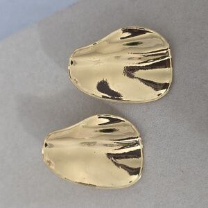 Large Gold Filled Chunky Pleated Oval Earrings